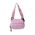 Pink quilted crossbody waist bag with adjustable strap and diamond lattice pattern - 22*6*16 / Pink