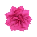 Macro view of detailed layered lotus fabric flower petals in rose pink for DIY hair accessories - Fuchsia