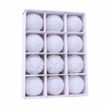 Set of 12 white flocked Christmas balls with assorted textures in a display gift box - 6CM 12Pcs/Set / White