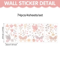 Stickers muraux papillons et fleurs aquarelle pour chambre d'enfant lot de 74 pièces - Fleurs Douces Macaron (UV24Y11375T_T) / 20x30cm