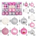 Coffret de boules de Noël roses, argentées et blanches aux finitions variées - Rose Blanc & Argent