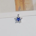 Detailed view of pentagram pendant with blue star crystal and white rhinestone micro-pave - Blue Pentagram