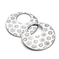 Pair of silver stainless steel round sun flower charms with cutout design for DIY jewelry - Floral Sunburst Round Pendant 28mm