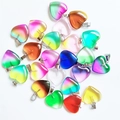 Mix of 21 colorful 2cm natural stone heart pendants with metal clasps for DIY jewelry - Mixed Glass Colors