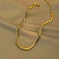 Elegant gold snake bone chain necklace in titanium steel with lobster clasp and extension - Flat Chain (5mm) / Gold