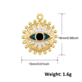 Gold-plated evil eye enamel pendant charm for jewelry making with 18mm height measurement - A0558-Green White Enamel Eye
