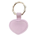 Pink heart-shaped leather hat clip with golden bamboo texture metal ring - Heart Pink