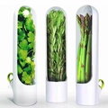 Set di 3 contenitori salva freschezza per erbe aromatiche e asparagi in plastica - Set di 3 / Bianco