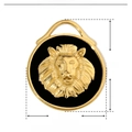 Detail of lion head pendant dimensions 22x18mm, stainless steel and black enamel - Gold Black Lion Head
