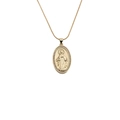 Gouden ovale hanger ketting met Maagd Maria reliëf en sprankelende zirkonia-omranding - 0250DL+50CM Slangenketting (Ovaal Maria)