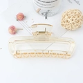 Elegant rectangular hollow amber hair claw clip in a minimalist transparent design - Transparent Champagne