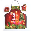 Christmas kitchen set with Santa apron, heat resistant glove and pot holder pad - Red Santa Claus