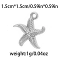Silver 304 stainless steel starfish pendant charm with 1.5cm dimension for DIY jewelry - TP0450-01 Silver 1.5x1.5cm