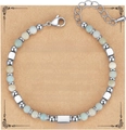 Detail of 4mm bohemian beaded bracelet with natural pink zebra stones and lobster clasp - Always Card Style / With Card / Amazonite