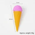 Modello di cono gelato rosa e giallo con dimensioni di 14,5 cm di altezza e 5,5 cm di larghezza - Cono gelato alla crema / Rosso rosa