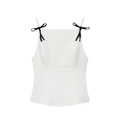 Minimalistisches weißes Trägertop mit schwarzen Schleifen-Trägern aus hochwertigem Stoff - XS / Weiß