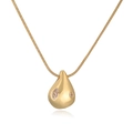 Minimalist gold-plated teardrop pendant necklace with zircon stones on a snake chain - Water Drop Pendant Style (24629)