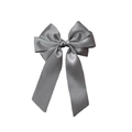 Detail of multi-layered gray satin ribbon bow clip with a smooth and silky texture - Gray