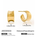 Golden chunky C-shaped stainless steel hoop earrings with a waterproof finish - Gold Smooth C-Type (JDE0305033)