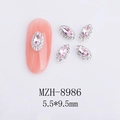 Dettaglio di strass rosa a occhio di cavallo per unghie con base in lega e cristalli - Stile Marquise Rosa (8986)