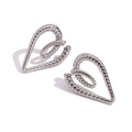 Pendientes de corazón en plata pulida con textura de cuerda trenzada y diseño minimalista - Color Acero