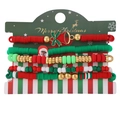 Five-piece Christmas charm bracelet set with Santa and bell pendants on white card - Santa Claus And Bell Pendant Style (MY2698-1)