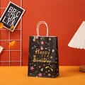 Sacchetto regalo nero in carta con scritta Happy Birthday dorata e motivi festivi - Stile Auguri Nero (602 Nero) / 21*15*8