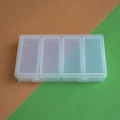 Transparente Kunststoff-Aufbewahrungsbox mit 4 Fächern und Einzeldeckeln für Kleinteile - (1+4 Box in Box) Außengröße 19.5*11.3*3cm