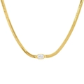 Collier élégant maille serpent en acier plaqué or 18k avec zircon rectangulaire - Or/Zircone Transparente