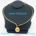 Girocollo in acciaio al titanio dorato con ciondolo a sfera e specifiche di misura - Collana a Girocollo d'Oro (KN236551-LO)