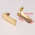 Golden stainless steel long bar stud earrings 21x6mm with 3mm loop for DIY jewelry - Style 2 / 18K Gold