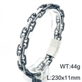 Industrial style double-row steel chain bracelet with H-link design and magnetic clasp - Style B (KB207562-ZCG)