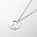 Collana minimalista in acciaio inossidabile argento con ciondolo mappa Africa cavo - Argento (Stile tondo traforato 2)