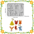 Stampo in silicone per renne natalizie con portachiavi fai-da-te in resina glitter - Etichetta di Renna di Natale a 6 Fori / Bianco Traslucido