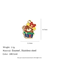 18K gold plated stainless steel bear pendant with colorful enamel detail charm - Bear