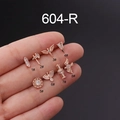 Set van 8 roségouden roestvrijstalen oorknopjes met verschillende geometrische en vleugelontwerpen - Vleugels/Totem Stijl (1#) / Roségoud