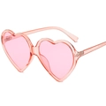 Sweet pink heart-shaped oversized sunglasses with transparent lenses and metal hinges - Transparent Pink Frame Pink Lens