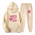 Survêtement en polaire beige avec ensemble sweat à capuche et jogging à motif floral - L (XXL) / Haut Et Bas / Beige (44)