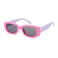 Kids polarized sunglasses with pink rectangular frame and purple silicone temples - Pink Frame Purple Temples-C42