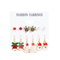 6-pair Christmas earring set with reindeer, Santa, and tree designs on white card - Santa Claus and Red Bell Set (MS940-13)