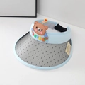 Kids blue sun visor hat with solar fan and starry mesh brim for boys and girls - UV Color Changing / Color Changing-Blue Bear