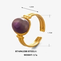 Vintage 18k goud vergulde roestvrijstalen ring met ovale paarse edelsteen en gewicht - Amethist Stijl (1172G-3)