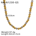 Polished 18K gold and silver beaded necklace with dimensions 42cm plus 5cm extender - 0.8cm Necklace (42+5cm) / Gold and Silver