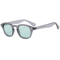 Retro round glasses with transparent grey frames, light green lenses and diamond studs - Transparent Grey Green