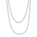 Classic silver S925 sterling silver Figaro chain necklace with glossy metallic finish - 5MM Figaro Chain - White Gold / 45cm