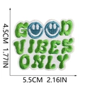 Good Vibes Only embroidered smiley face patch with dimensions 5.5cm x 4.5cm for bags - Smiley Face Inspirational Quote Style (No.1)