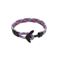 Braided nautical rope bracelet in yellow, blue, and purple with black anchor buckle - Camo Blue & Purple