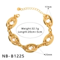 Detailed view of gold C-shape chain bracelet showing 25mm hollow links and lobster clasp - Oval Link Style (NB-B1225) / Gold