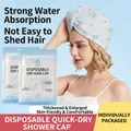 Absorbent floral disposable shower cap in travel pouch for quick hair drying - Independent Hair Drying Cap (25*65cm) / Single Piece