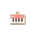 Pink piano charm pendant with gold plating and enamel piano keys for jewelry making - Pink Hanging Plated
